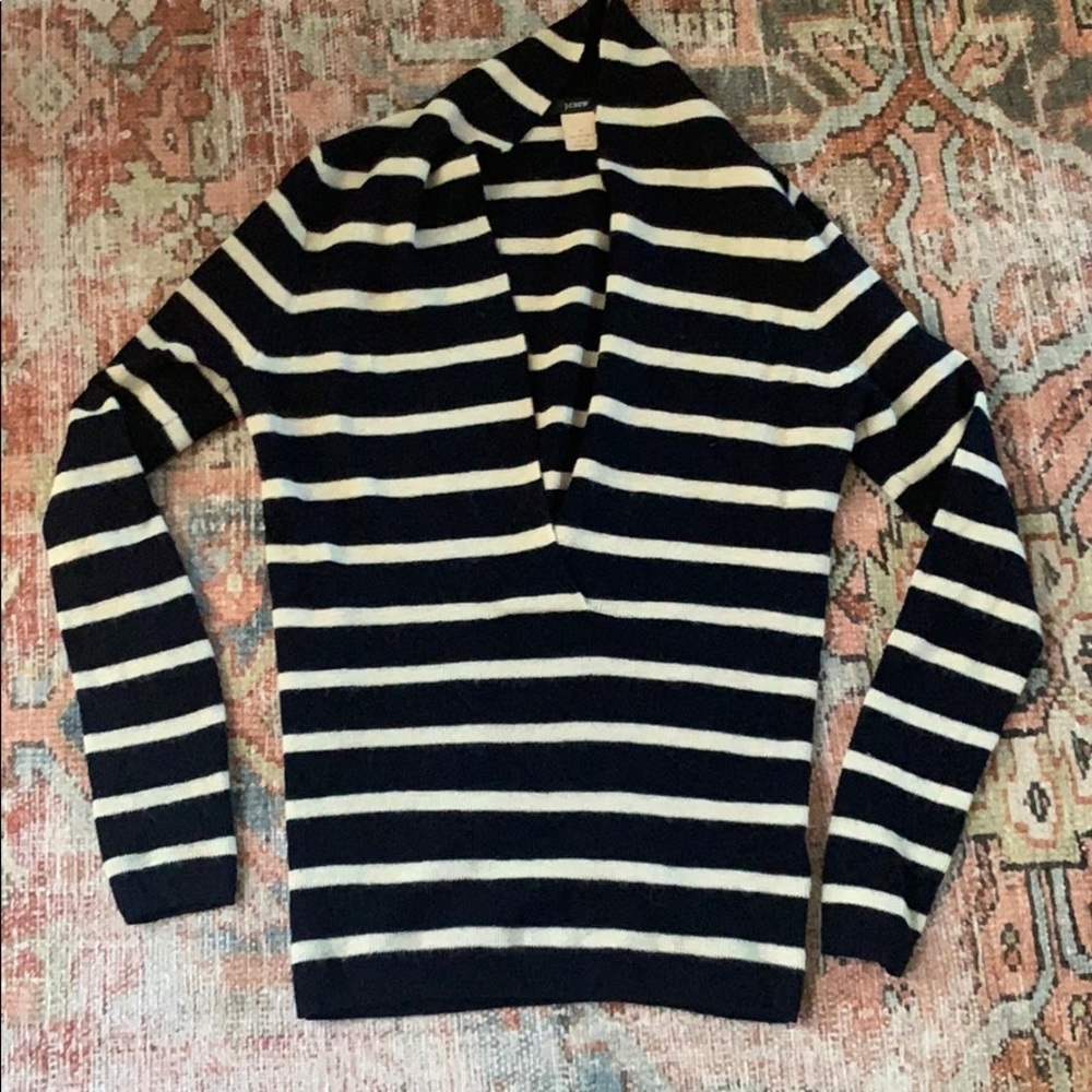 JCrew Navy and Cream Striped Sweater